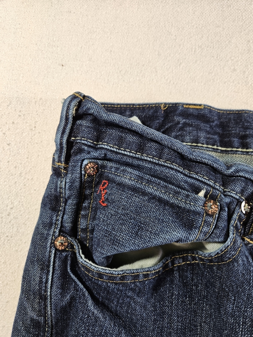 Polo Ralph Lauren 867 Jeans 38x32 Blue Classic Fit Denim - Picture 5 of 9